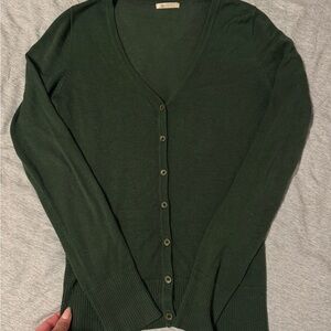 Women's Green Cardigan Sweater